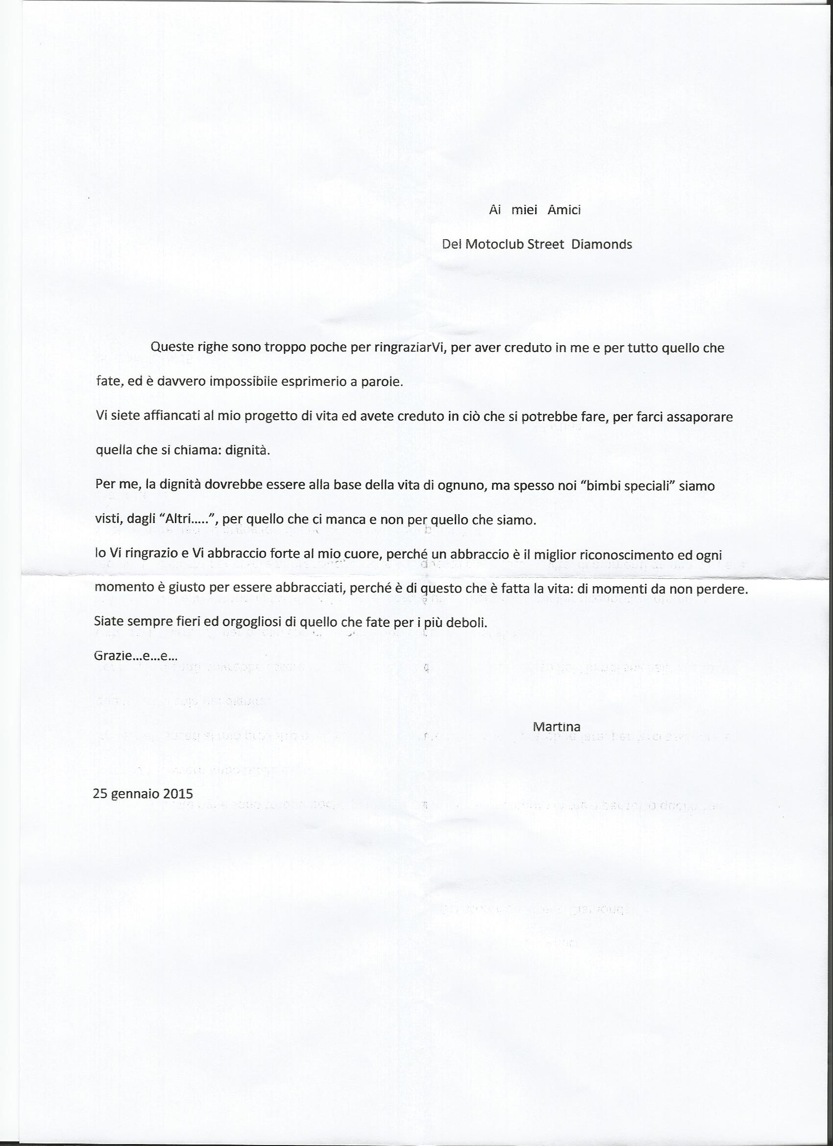 Lettera Volo di Martina